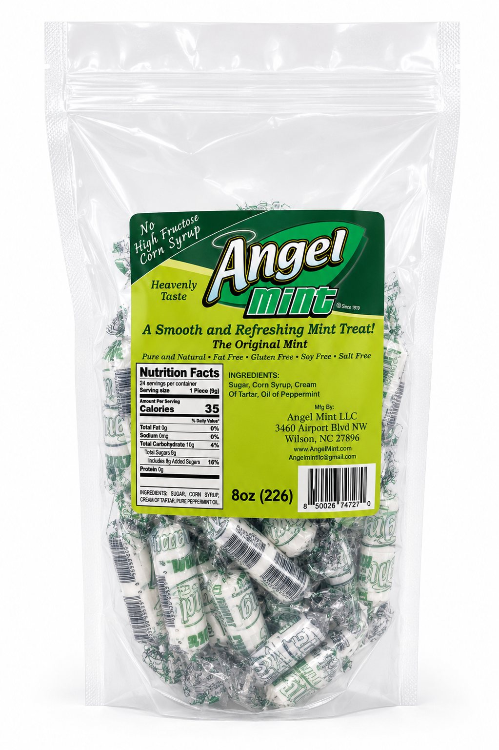 Macro photograph of Angel Mint wrappers